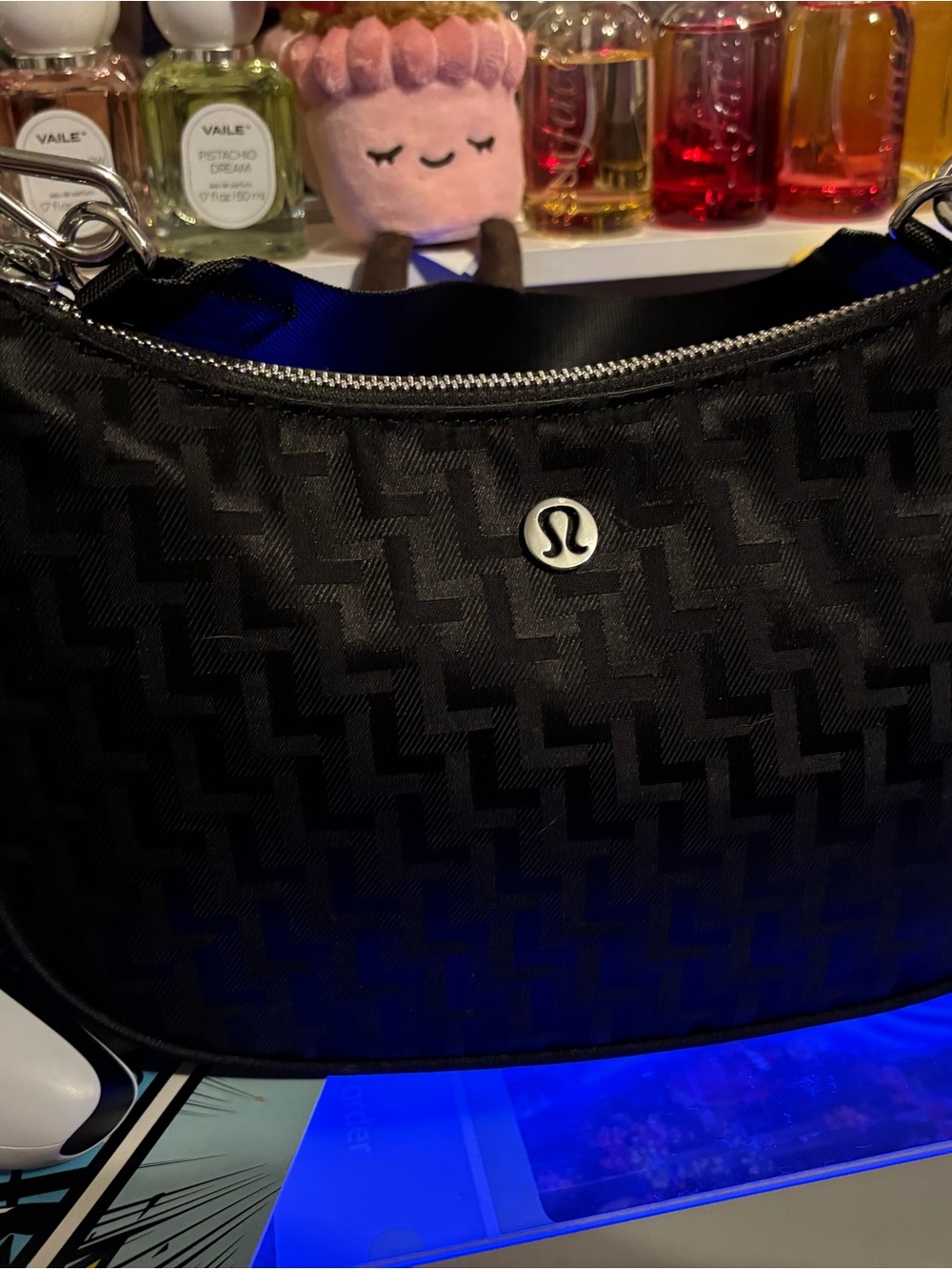 lululemon athletica Black Chevron-Textured Shoulder Bag